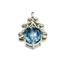 9ct white gold blue topaz and diamond pendant