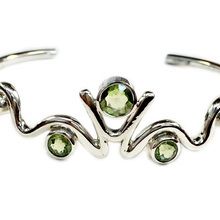 Peridot cuff bangle in sterling silver