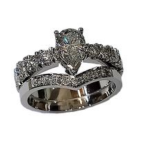 9ct white gold engagement ring and wedding band with diamonds 26393