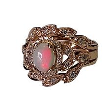 18ct rose gold ring with opal and diamonds 26274