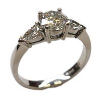 18ct white gold ring set with a 0,965ct H I1 and 2x 0,20ct pear shape diamond GHSI 26646
