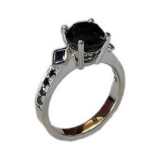 argentium silver ring set with black diamonds 26348