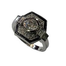 Exquisite art deco style 9ct white gold diamond ring 26454