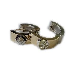gold huggies with rough cut diamonds