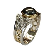 platinum and 18ct yellow gold ring with hematite and diamonds 27007