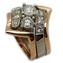 Palladium diamond ring  with 9ct rose gold bands
