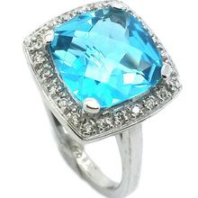 Brilliant blue topaz and diamond ring statement dress ring