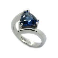 Palladium sapphire engagement ring