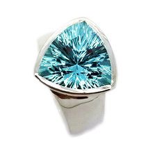 One of a kind blue topaz argentium silver dress ring