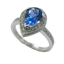Statement sapphire and diamond engagement ring 