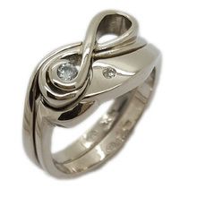 Infinity 9ct white diamond ring and fitted wedding band