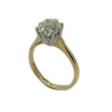 Beautiful 18ct yellow gold and platinum engagement ring in protea setting. Set with single old cut diamond 1,73 M VS2.
