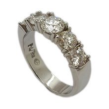 Gorgeous palladium ring set with five brilliant cut diamonds