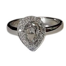 A little edgy and oh so beautiful - Platinum Salt & Pepper Diamond engagement ring set with 0,64ct pear shape centre salt and pepper diamond, surrounded by halo of small 0,01ct  round brilliant cut diamonds 26267